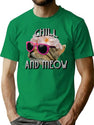 Chill And Meow Bootleg Graphic T-Shirt - Green