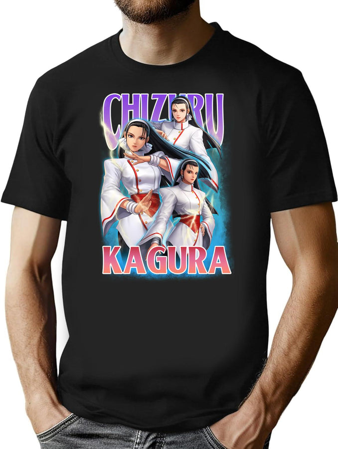 Chizuru Kagura Kof Bootleg Bootleg Graphic T-Shirt - Black