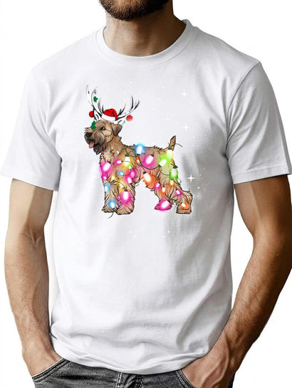 Christmas Lights Soft Coated Wheaten Terrier Dog T-Shirt for Men & Women, T-Shirts Graphic Tee - Black