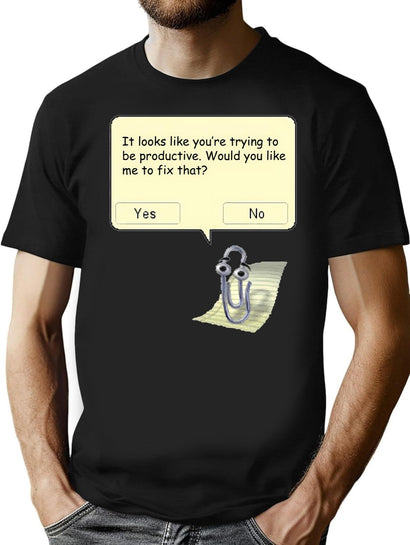 Clippy (2) Black T-Shirt - Black