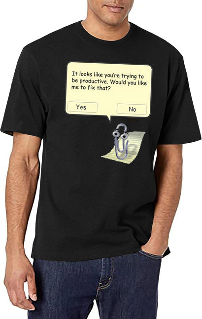 Clippy (2) Black T-Shirt - Black