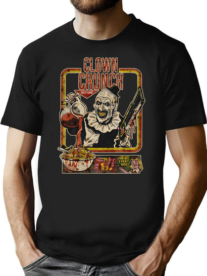 Clown Crunch Horror - Terrifier Inspired Creepy Cereal Art The Clown Scary Movie Horror T-Shirt for Men & Women, T-Shirts Graphic Tee - Black
