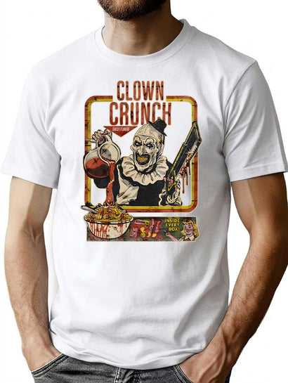 Clown Crunch Horror - Terrifier Inspired Creepy Cereal Art The Clown Scary Movie Horror T-Shirt for Men & Women, T-Shirts Graphic Tee - Black