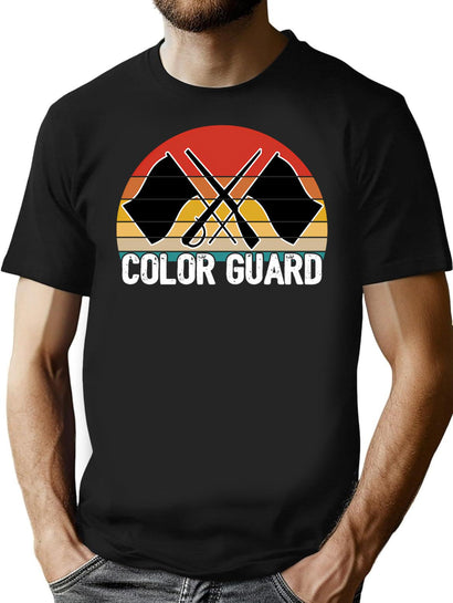 Color Guard Retro T-Shirt for Men & Women, T-Shirts Graphic Tee - Black