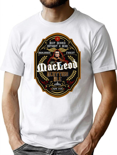 Connor Macleod Scottish Ale Label T-Shirt for Men & Women, T-Shirts Graphic Tee - Black