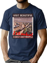 Constantinople - Istanbul Travel Poster T-Shirt for Men & Women, T-Shirts Graphic Tee - Navy