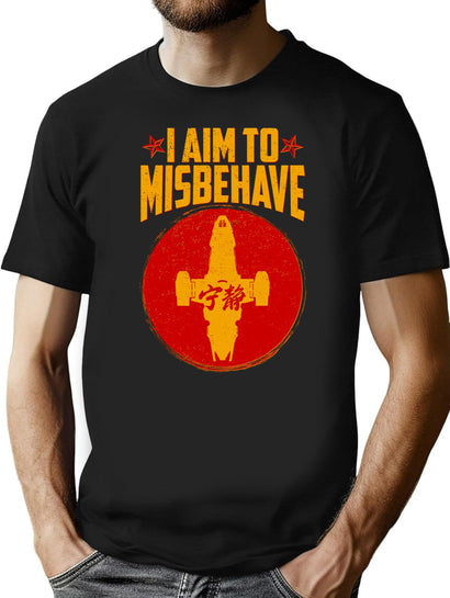 Cool SciFi I Aim to Misbehave Black T-Shirt - Black
