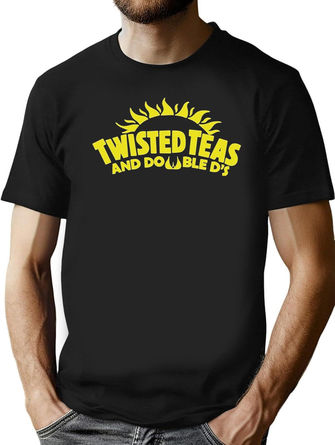 Cool Twisted Teas and Double DS Front and Back Front & Back Black T-Shirt - Black