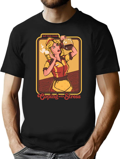 Coping With Stress (1) T-Shirt for Men & Women, T-Shirts Graphic Tee - Black