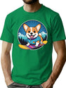 Corgi Ready For Snowboarding T-Shirt for Men & Women, T-Shirts Graphic Tee - Green