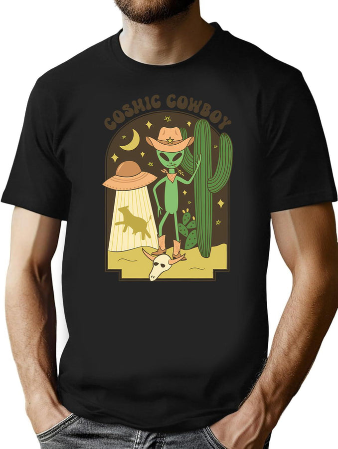 Cosmic Cowboy T-Shirt for Men & Women, T-Shirts Graphic Tee - Black