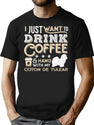 Coton De Tulear Dog Dad Mom And Drink Coffee T-Shirt for Men & Women, T-Shirts Graphic Tee - Black