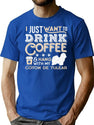 Coton De Tulear Dog Dad Mom And Drink Coffee T-Shirt for Men & Women, T-Shirts Graphic Tee - Blue