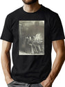 Creepy Etching Illustration - A Man Reels From An Evil Shadow T-Shirt for Men & Women, T-Shirts Graphic Tee - Green