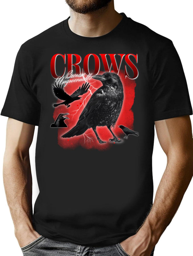Crows Vintage Bootleg Rap Bootleg Graphic T-Shirt - Black