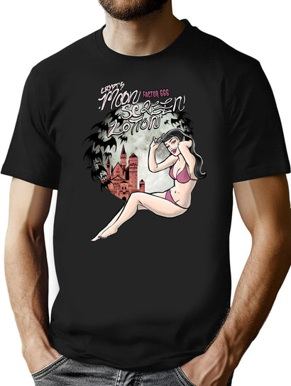 Crypt'S Moon Screen Lotion T-Shirt for Men & Women, T-Shirts Graphic Tee - Black