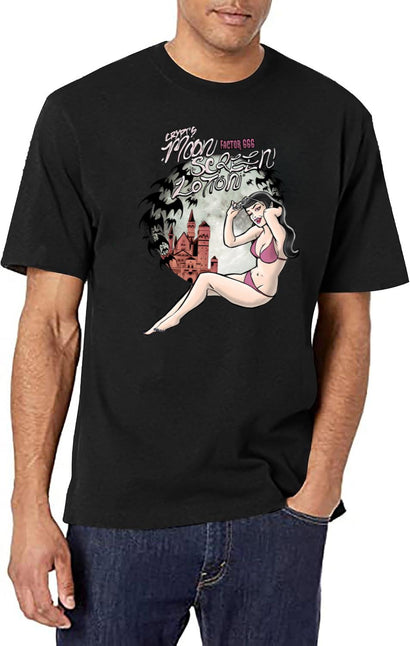 Crypt'S Moon Screen Lotion T-Shirt for Men & Women, T-Shirts Graphic Tee - Black