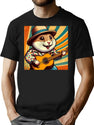 Cute Guitarist Hamster T-Shirt for Men & Women, T-Shirts Graphic Tee - Black