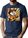 Cute Guitarist Hamster T-Shirt for Men & Women, T-Shirts Graphic Tee - Navy