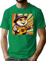 Cute Guitarist Hamster T-Shirt for Men & Women, T-Shirts Graphic Tee - Green