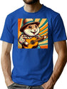 Cute Guitarist Hamster T-Shirt for Men & Women, T-Shirts Graphic Tee - Blue