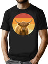 Cute Highland Cow Vintage Retro Face T-Shirt for Men & Women, T-Shirts Graphic Tee - Black