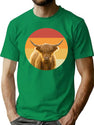 Cute Highland Cow Vintage Retro Face T-Shirt for Men & Women, T-Shirts Graphic Tee - Green