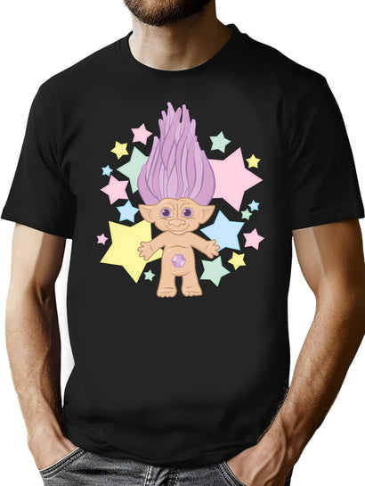 Cute Lucky Troll T-Shirt for Men & Women, T-Shirts Graphic Tee - Black