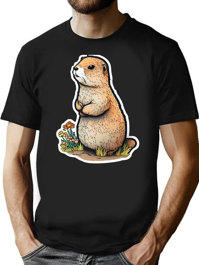 Cute Prairie Dog T-Shirt for Men & Women, T-Shirts Graphic Tee - Black