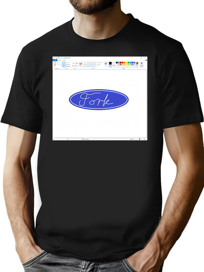 Cutlery Car (With Ms Paint Border) Bootleg Graphic T-Shirt - Black