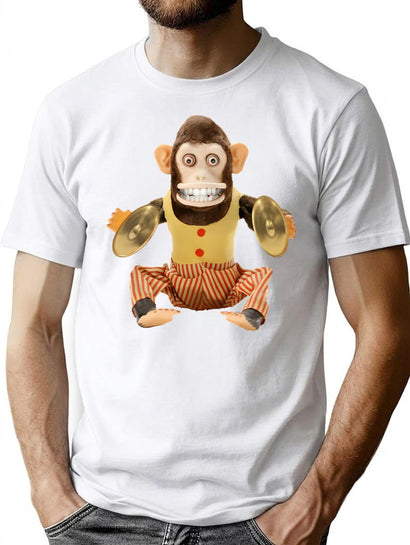 Cymbal Playing Chimp T-Shirt for Men & Women, T-Shirts Graphic Tee - Black