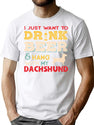 Dachshund Doxie Dog Dad Beer Lover T-Shirt for Men & Women, T-Shirts Graphic Tee - White