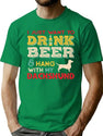 Dachshund Doxie Dog Dad Beer Lover T-Shirt for Men & Women, T-Shirts Graphic Tee - Green