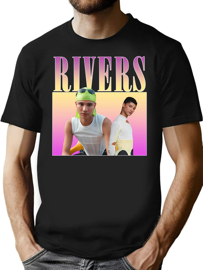Darren Rivers Retro Bootleg Design Bootleg Graphic T-Shirt - Black