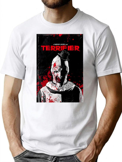 Day Gifts Terrifier Art The Clown Horror Movie Poster Cool Gift T-Shirt for Men & Women, T-Shirts Graphic Tee - Black