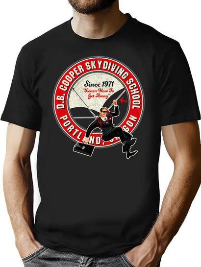 Db Cooper Skydiving School T-Shirt for Men & Women, T-Shirts Graphic Tee - Black
