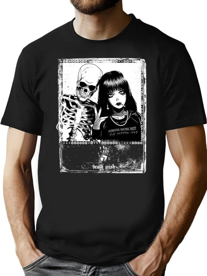 Death Wish - Zombie Makeout Club - Zombie Lowkey Design T-Shirt for Men & Women, T-Shirts Graphic Tee - Black