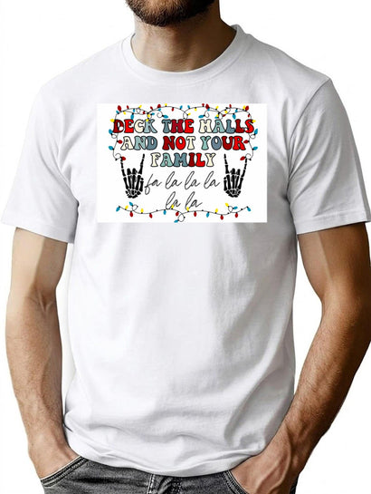 Deck The Halls And Not Your Family Premium Heavyweight Cotton T-Shirt - Black