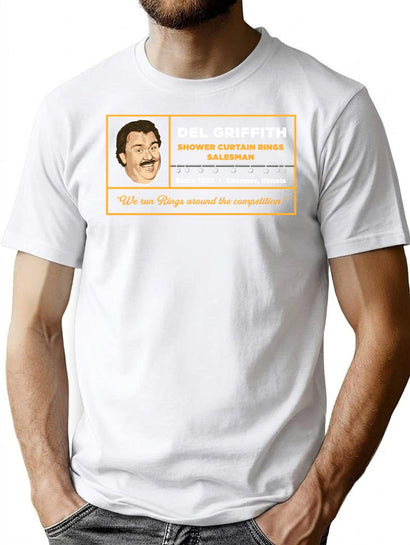 Del Griffith Shower Curtain Rings Salesman T-Shirt for Men & Women, T-Shirts Graphic Tee - Black