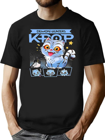 Demon Hunters Kpop Tiger And Bird T-Shirt for Men & Women, T-Shirts Graphic Tee - Black