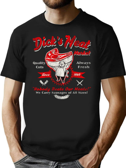 Dick'S Meat Market Worn T-Shirt for Men & Women, T-Shirts Graphic Tee - Black