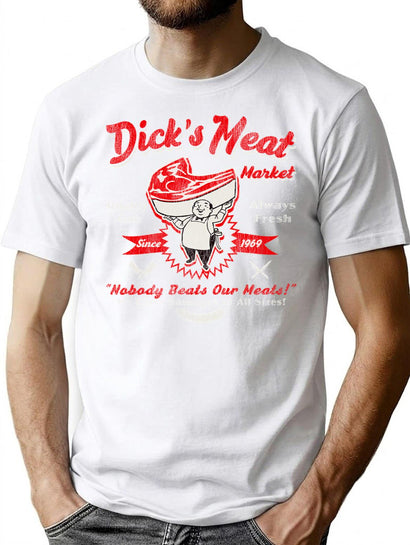 Dick'S Meat Market Worn T-Shirt for Men & Women, T-Shirts Graphic Tee - Black