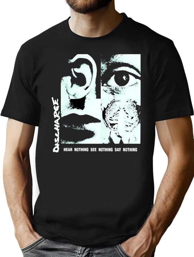 Discharge T-Shirt for Men & Women, T-Shirts Graphic Tee - Black