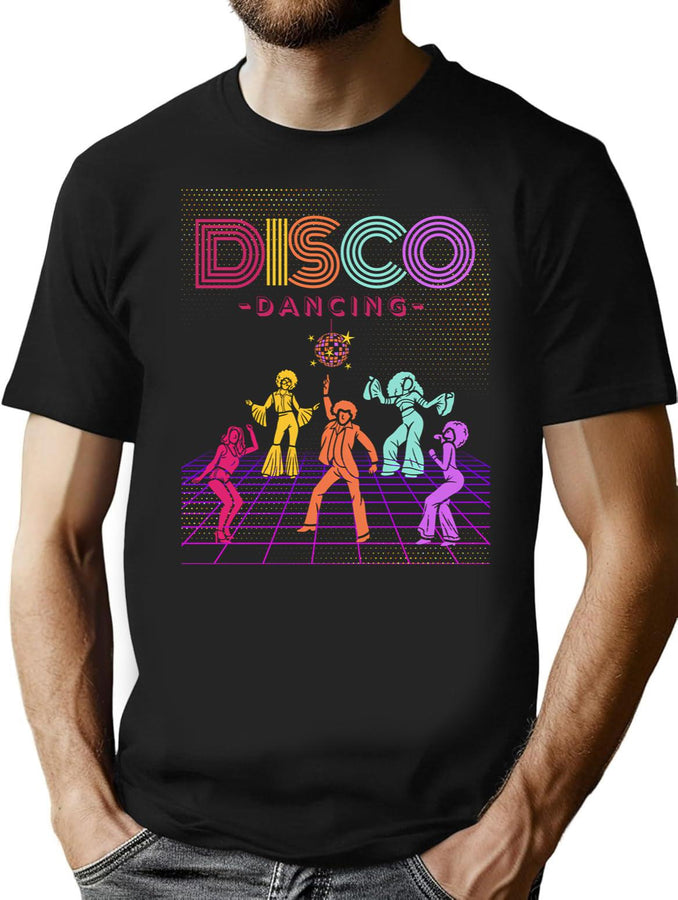 Disco Dancing T-Shirt for Men & Women, T-Shirts Graphic Tee - Black