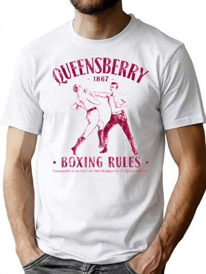 Distressed Vintage Boxing Tshirtqueensbury Boxing Rules T-Shirt for Men & Women, T-Shirts Graphic Tee - Black