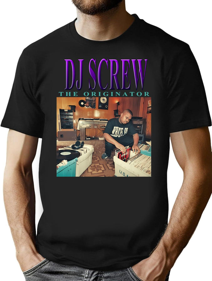 Dj Screw The Originator R.I.P. 90S Vintage Inspired Design Bootleg Graphic T-Shirt - Black