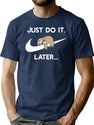 Do It Later Funny Sleepy Sloth for Lazy Sloth Lover Premium Heavyweight Cotton T-Shirt - Navy