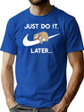 Do It Later Funny Sleepy Sloth for Lazy Sloth Lover Premium Heavyweight Cotton T-Shirt - Blue