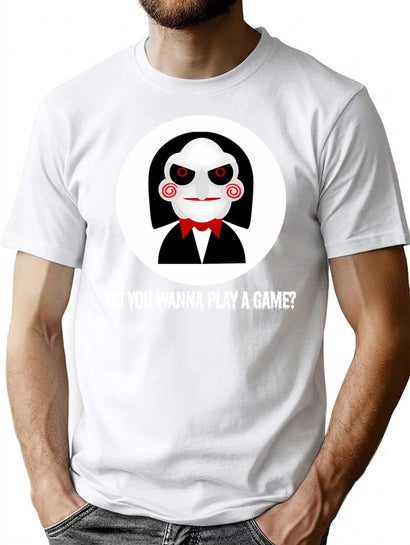 Do You Wanna Play A Game Saw Halloween Gift Idea. T-Shirt for Men & Women, T-Shirts Graphic Tee - Black