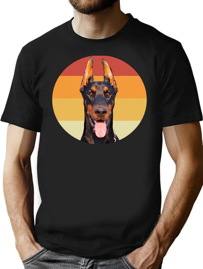 Doberman Pinscher Vintage Retro Face Dog T-Shirt for Men & Women, T-Shirts Graphic Tee - Black